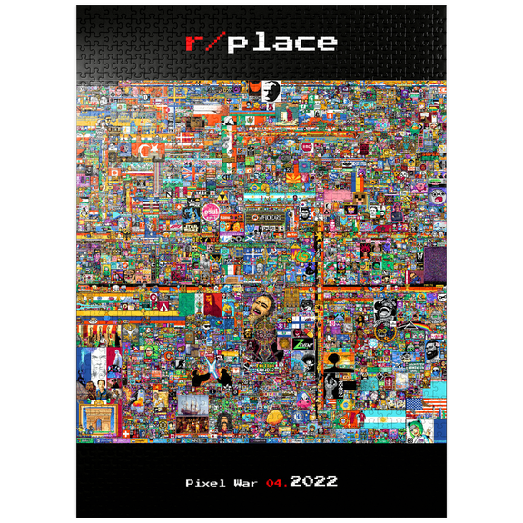 MyPuzzle - R/place Reddit Pixel War 04.2022 - Complete Artwork - Premium 1000 Piece Jigsaw Puzzle for Adults