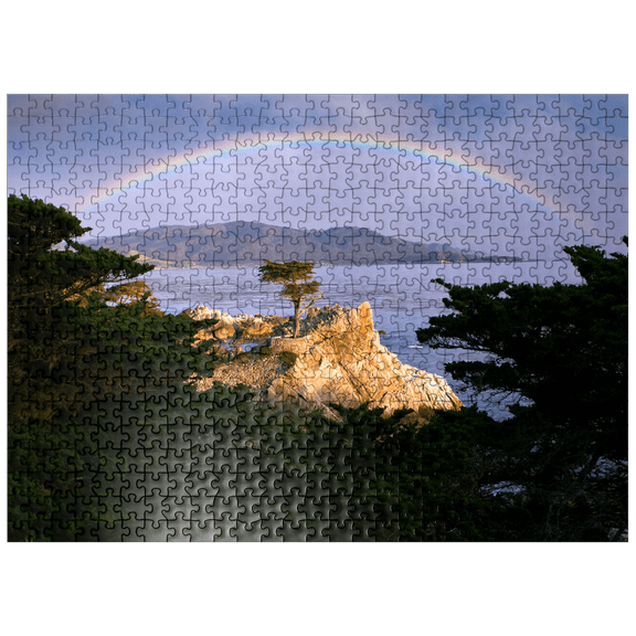 MyPuzzle - Rainbow Over Monterey Cypress (Lone Cypress) On The Pacific Coast Near - Premium 500 Piece Jigsaw Puzzle for Adults
