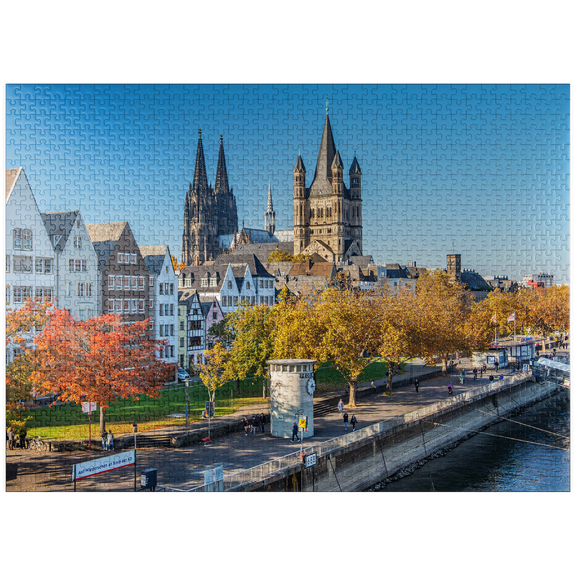 MyPuzzle - Rhine Promenade With The Towers Of The Church Great St. Martin And The Cathedral - Premium 1000 Piece Jigsaw Puzzle for Adults
