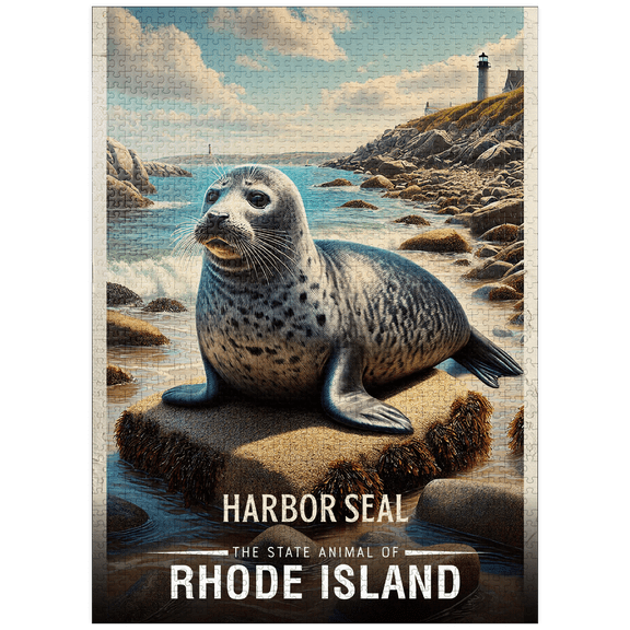 MyPuzzle - Rhode Island, Harbor Seal: State Animals Series - Premium 1000 Piece Jigsaw Puzzle for Adults
