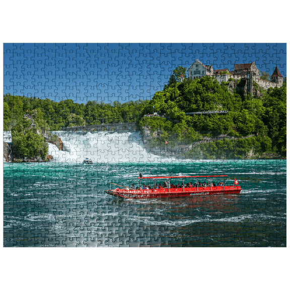 MyPuzzle - Round Trip Boats On The Rhine With View To The Rhine Falls To The Castle Laufen - Premium 500 Piece Jigsaw Puzzle for Adults