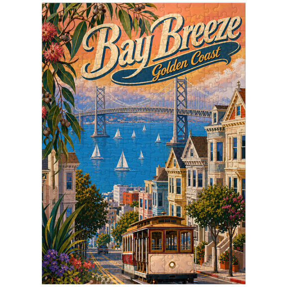 MyPuzzle - San Francisco Bay Bridge Coastal Charm - Premium 300 Piece Jigsaw Puzzle for Adults