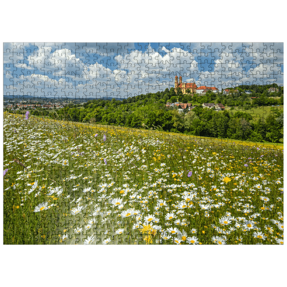 MyPuzzle - Schönenbergkirche, Pilgrimage Church Schönenberg Near Ellwangen, Ostalbkreis, Swabian Alb - Premium 500 Piece Jigsaw Puzzle for Adults