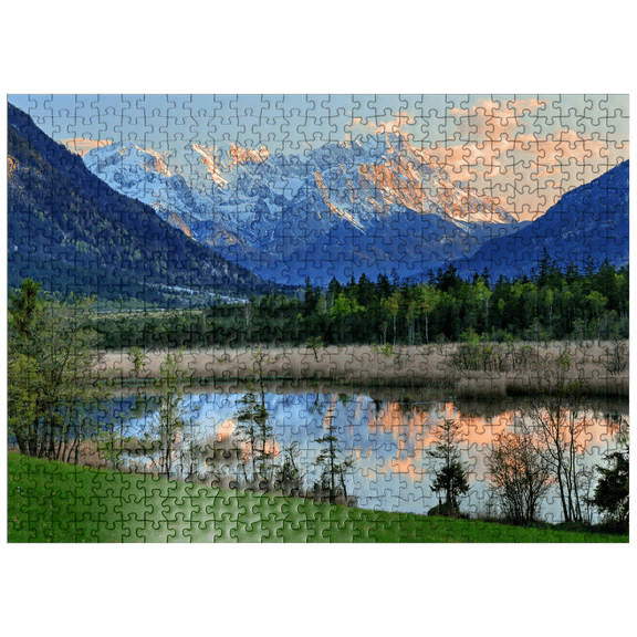 MyPuzzle - Seven Springs In Loisach Valley Near Eschenlohe Against Zugspitz Group In Evening Light - Premium 500 Piece Jigsaw Puzzle for Adults
