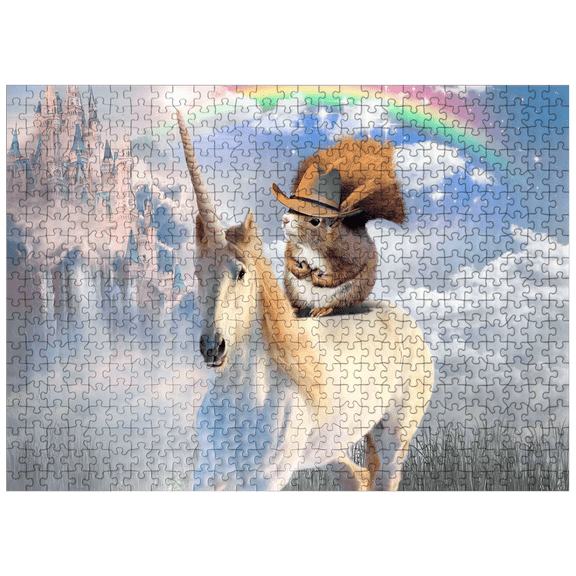 MyPuzzle - Squirrel Riding Unicorn - Random Galaxy - Premium 500 Piece Jigsaw Puzzle for Adults