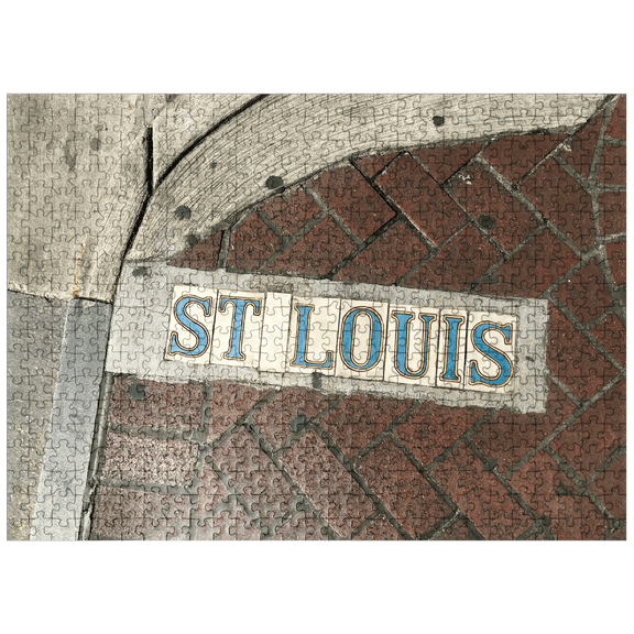 MyPuzzle - St. Louis Street Sidewalk Sign- New Orleans, Louisianna - Premium 500 Piece Jigsaw Puzzle for Adults