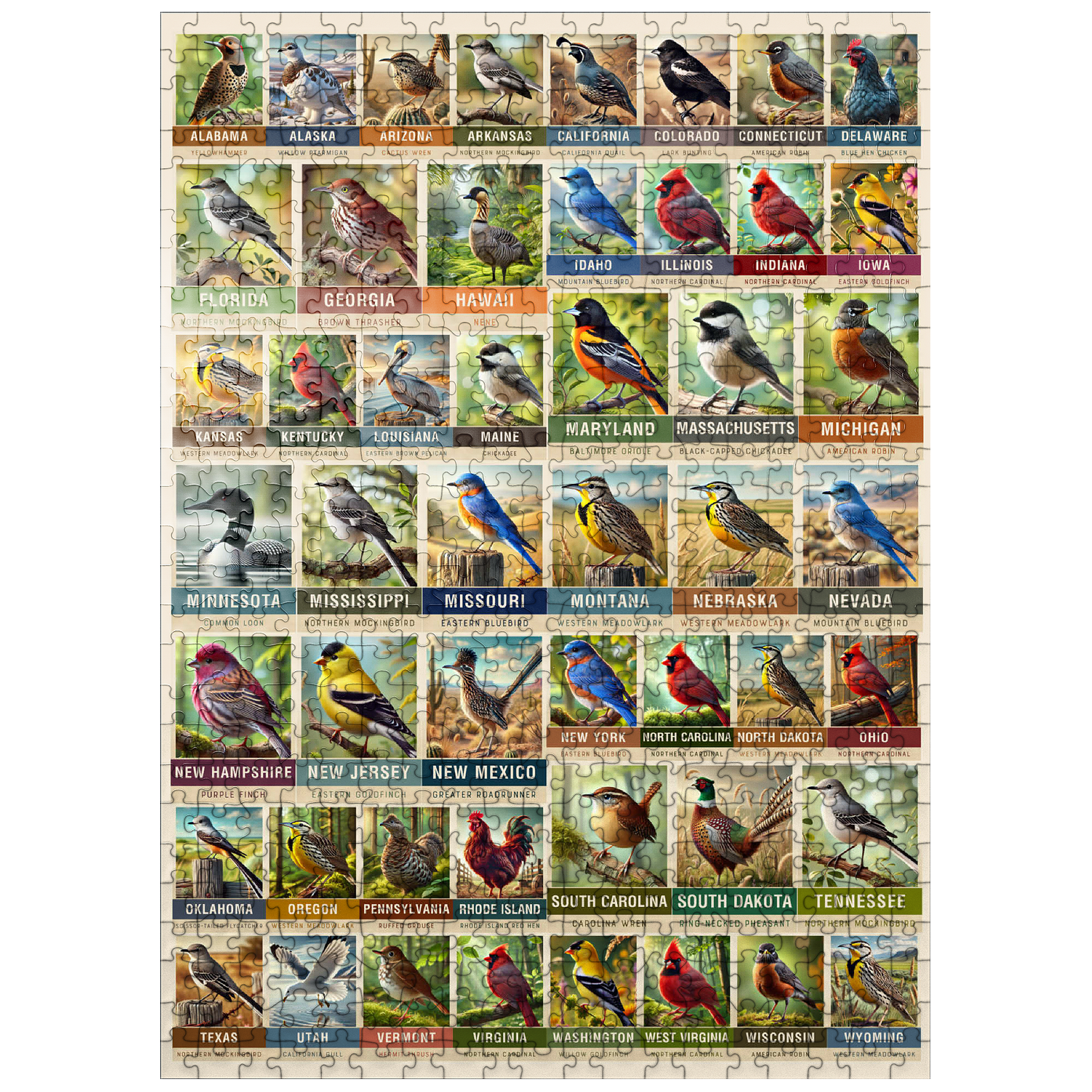 MyPuzzle - State Birds Series: 50 State Birds Collage, Vol.1 - Premium 500 Piece Jigsaw Puzzle for Adults