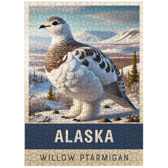 MyPuzzle - State Birds Series: Alaska, Willow Ptarmigan, Close-up - Premium 500 Piece Jigsaw Puzzle for Adults