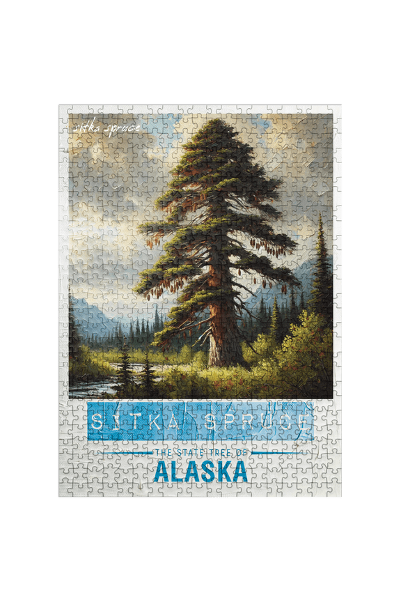 MyPuzzle - State Trees Series: Alaska, Sitka Spruce - Premium 500 Piece Jigsaw Puzzle for Adults