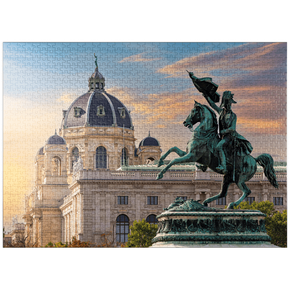 MyPuzzle - Statue On Heldenplatz In Vienna, Natural History Museum - Austria - Premium 1000 Piece Jigsaw Puzzle for Adults