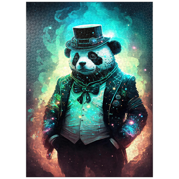 MyPuzzle - Steampunk Panda - Fantasy Digital Art With Glow Effects - Premium 1000 Piece Jigsaw Puzzle for Adults