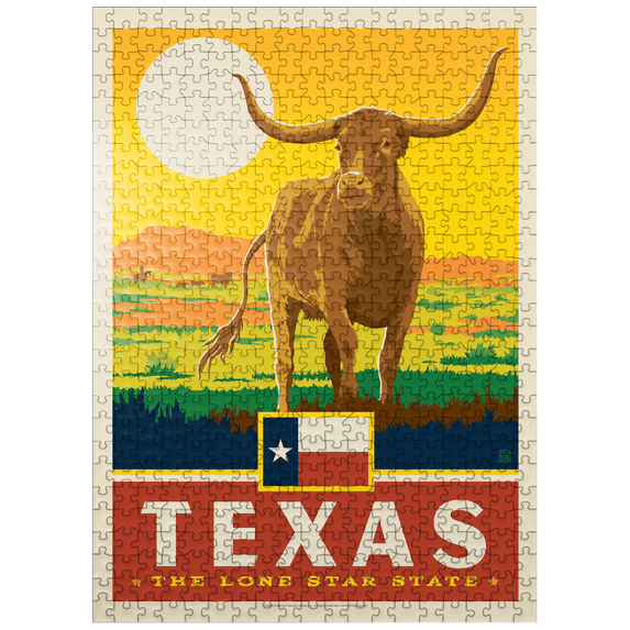 MyPuzzle - Texas: The Lone Star State, State Pride Vintage Poster - Premium 500 Piece Jigsaw Puzzle for Adults