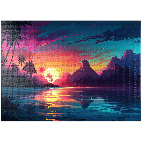 MyPuzzle - Tropical Sunset Reflection - Premium 1000 Piece Jigsaw Puzzle for Adults