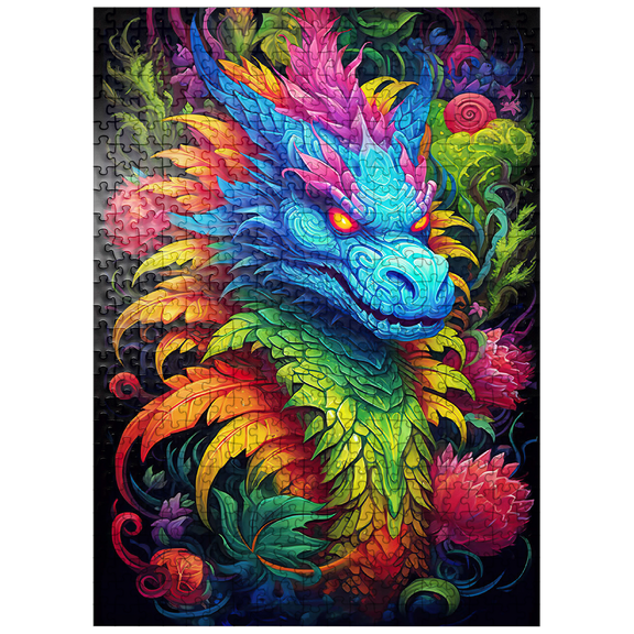 MyPuzzle - Vibrant Fantasy Dragon With Lush Foliage - Premium 500 Piece Jigsaw Puzzle for Adults