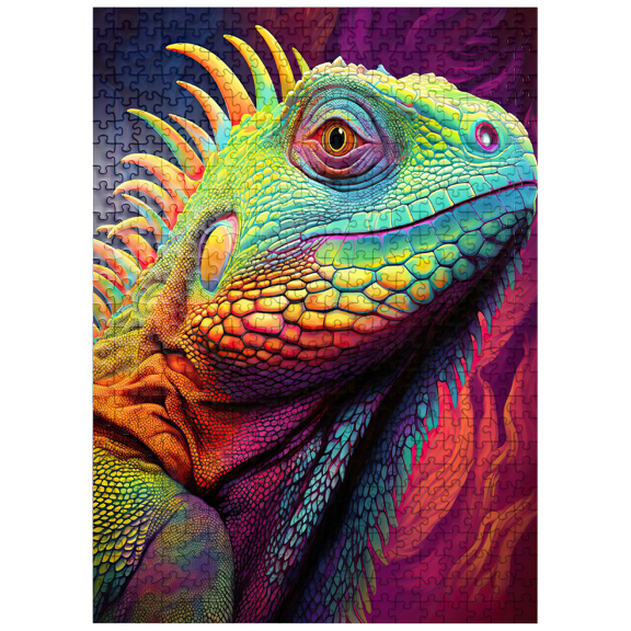 MyPuzzle - Vibrant Iguana Portrait - Colorful Digital Art - Premium 500 Piece Jigsaw Puzzle for Adults