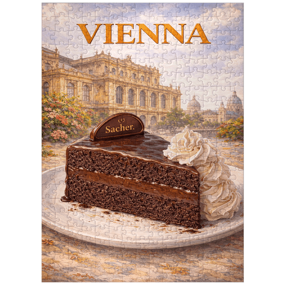 MyPuzzle - Vienna Sachertorte – Classic Austrian Chocolate Cake - Premium 300 Piece Jigsaw Puzzle for Adults
