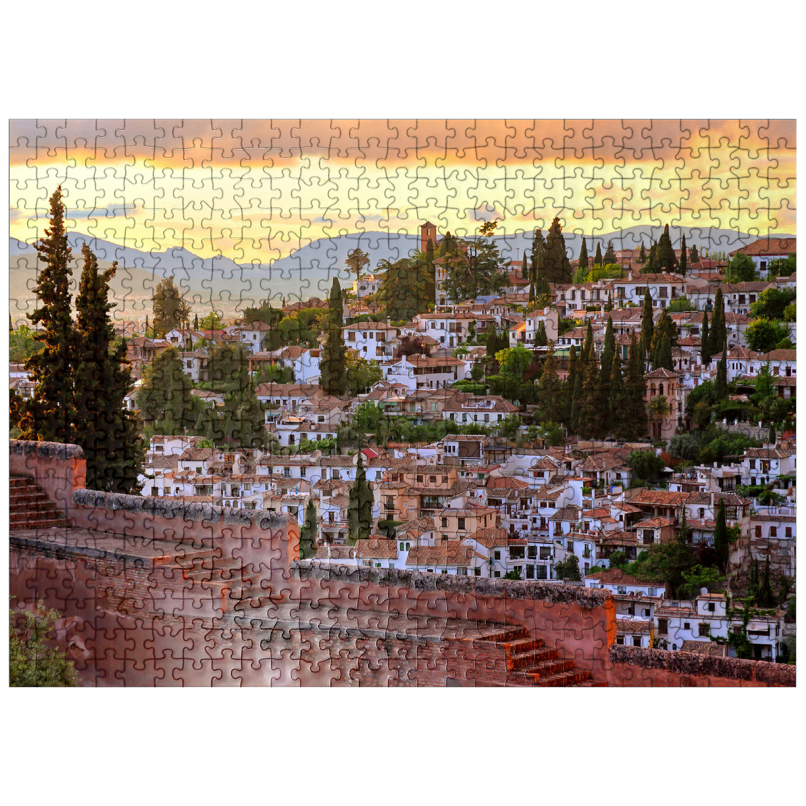 1000 Piece Jigsaw Puzzle Of Spain's Alhambra In Granada - Travel Souvenir, Wooden Pieces