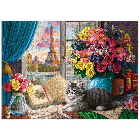 MyPuzzle - View Of The Eiffel Tower From The Window - Premium 500 Piece Jigsaw Puzzle for Adults