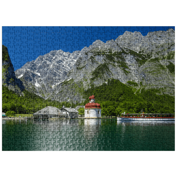 MyPuzzle - View Over The Lake To St. Bartholomä Against The Watzmann (2713m) - Premium 500 Piece Jigsaw Puzzle for Adults