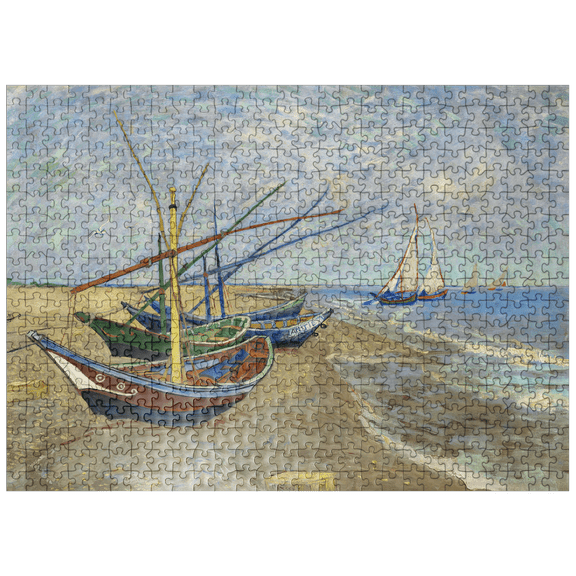 MyPuzzle - Vincent Van Goghs Fishing Boats On The Beach At Saintes-Maries 1888 - Premium 500 Piece Jigsaw Puzzle for Adults