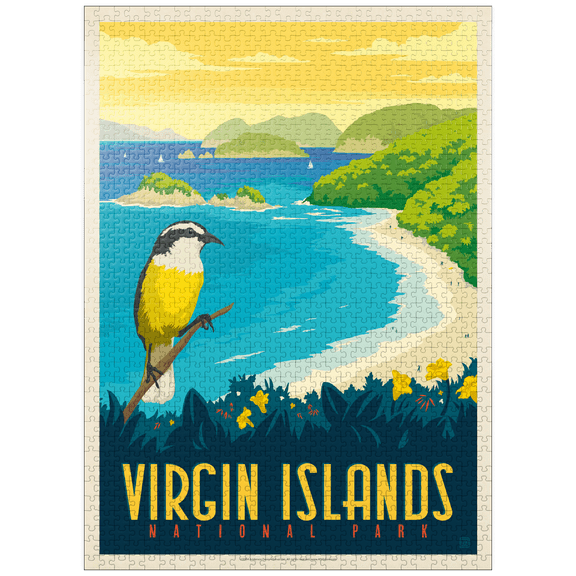 MyPuzzle - Virgin Islands National Park: Trunk Bay, Vintage Poster - Premium 1000 Piece Jigsaw Puzzle for Adults