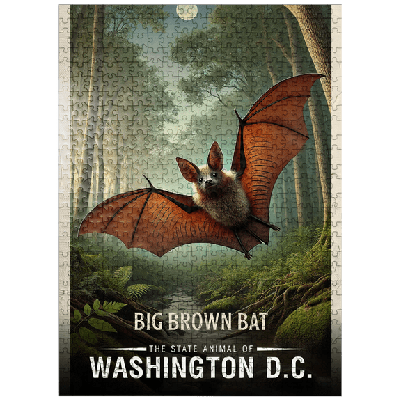 MyPuzzle - Washington D.C., Big Brown Bat: State Animals Series - Premium 500 Piece Jigsaw Puzzle for Adults