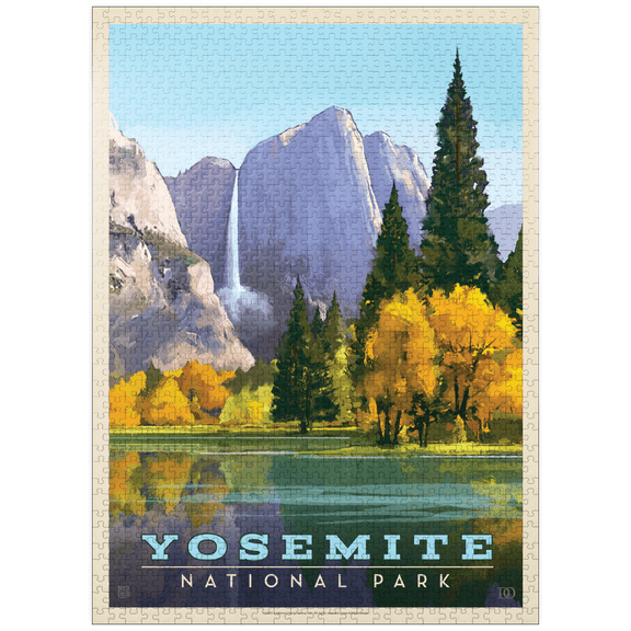 MyPuzzle - Yosemite National Park: Golden Vista, Vintage Poster - Premium 1000 Piece Jigsaw Puzzle for Adults
