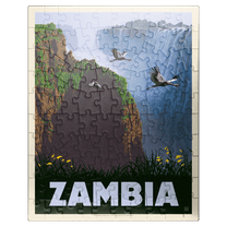 MyPuzzle - Zambia, Africa, Vintage Poster - Premium 100 Piece Jigsaw Puzzle for Adults