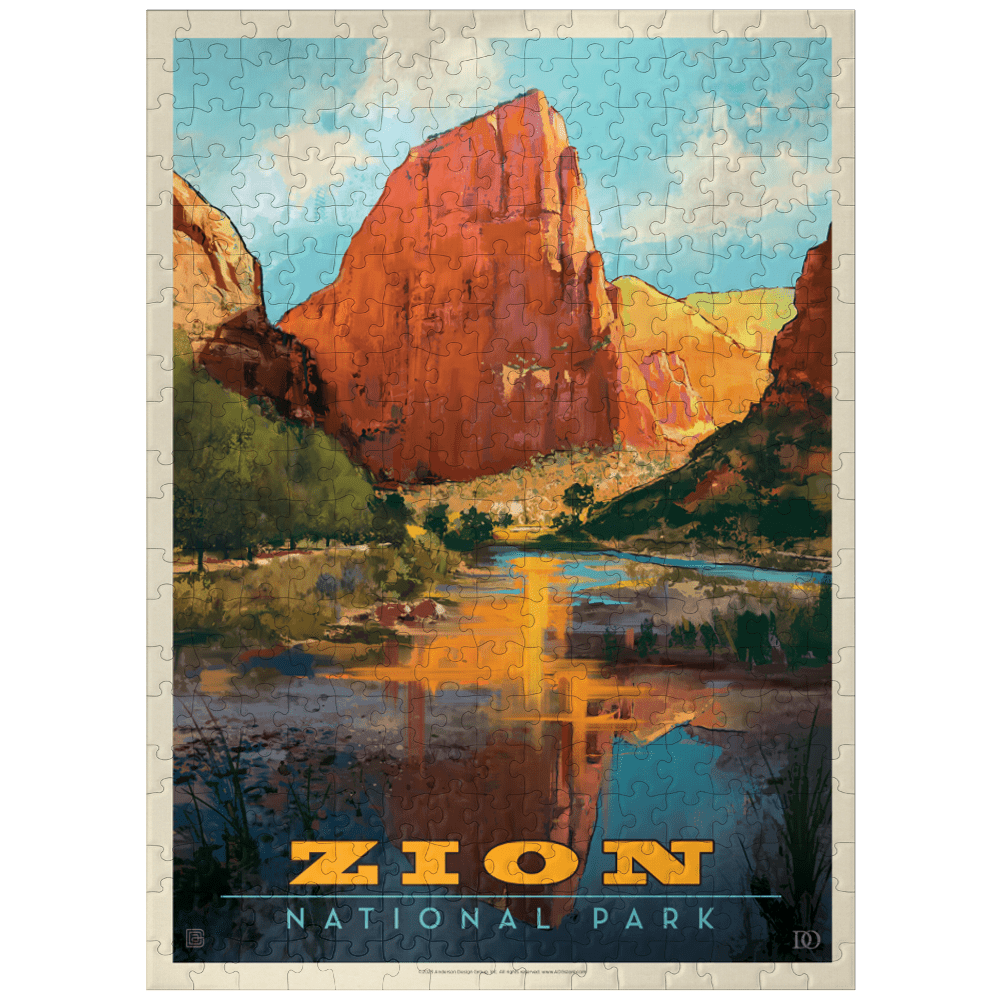 MyPuzzle - Zion National Park: Virgin River Valley, Vintage Poster - Premium 300 Piece Jigsaw Puzzle for Adults