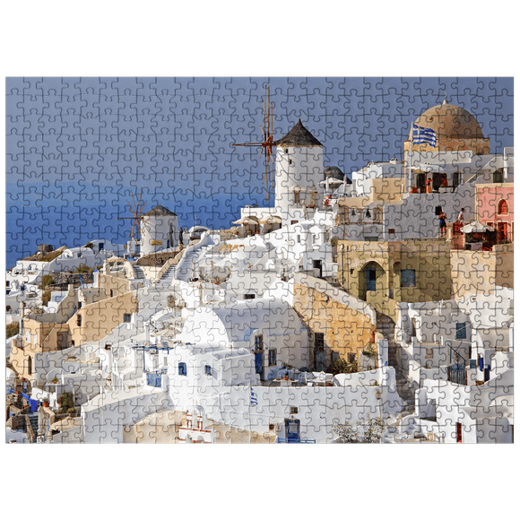 MyPuzzle - Place With Windmills, Oia, Santorini Island, Cyclades, Greece - Premium 500 Piece Jigsaw Puzzle for Adults