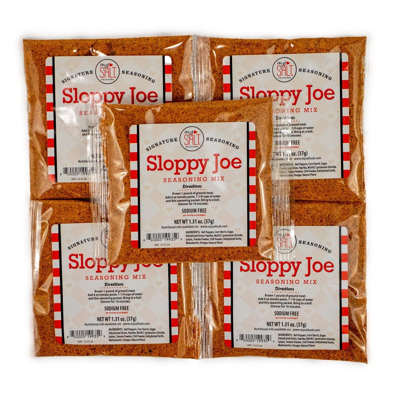 MySALT Sloppy Joe Seasoning OIF8 Mix, Sodium Free (5 Pack)