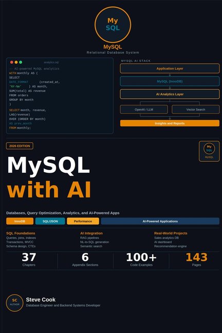 MySQL with AI: A Complete Beginner's Guide to MySQL Databases, Query Optimization, Analytics, and AI-Powered Application, (Paperback)