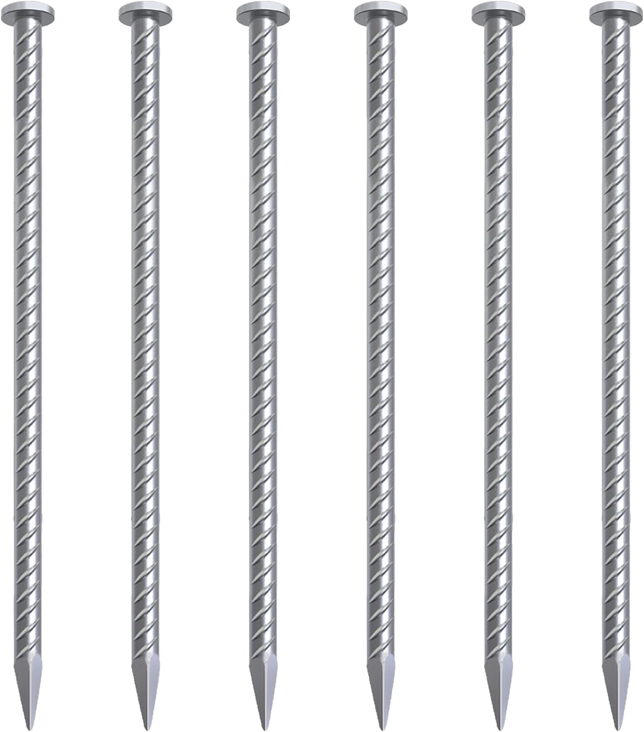 MySit 6pcs Metal Spikes, 16 inches Rebar Stake 1/2 Inch Thinkness Galvanized Cement Stakes Plant Support Garden Stakes