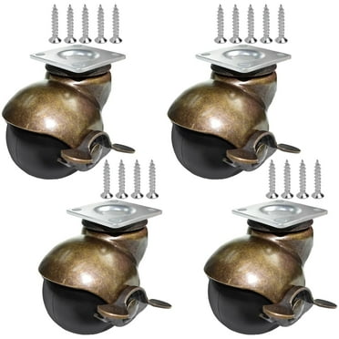 MySit 2 Inch Antique Brass Casters, Heavy Duty Vintage Wheels with Brake, Table Caster with 360 Degree Swivel, Ball Caster Wheels for Furniture, Sofa, Wood Chair, Cabinet,Pack of 4