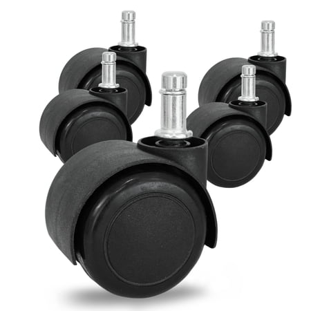 MySit 2 Inch Office Chair Wheels Heavy Duty Replacement, Mute Rubber Rotating Desk Chair Caster Wheels, Safe for All Floors Including Hardwood, Universal Standard Stem Size Fits 99%, Set of 5