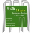 thumbnail image 1 of MySit 25 Packs 12 Inches Galvanized Landscape Staples Heavy Duty 11 Gauge Anti-Rust Garden Stakes Staples Securing SOD Pins Yard Stakes for Landscaping Securing Weed Barrier Fabric, 1 of 8