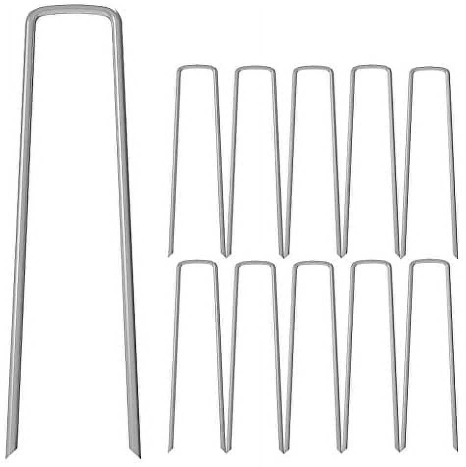 MySit 50 Pack 12 Inch Landscape Staples 11 Gauge Galvanized Steel Garden Stakes Securing Pins Ground Stakes for Weed Fabric Landscape Fabric Netting Ground Sheets and Fleece