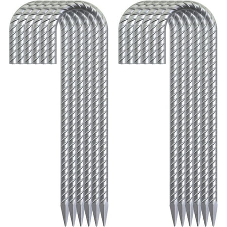 MySit 60 Pack 12" Ground Rebar Stakes Heavy Duty J Hook Ground Anchors, Curved Steel Plant Support Garden Stake Anti Rust Galvanized Ground Stakes