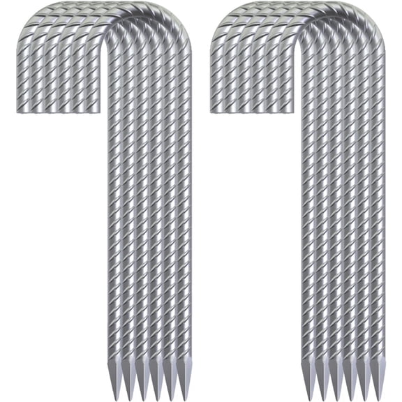MySit 60 Pack 12" Ground Rebar Stakes Heavy Duty J Hook Ground Anchors, Curved Steel Plant Support Garden Stake Anti Rust Galvanized Ground Stakes