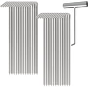 MySit 9 Inch Tent Stakes 25 Pack Galvanized Metal Tent Pegs with Pull Tool, Heavy Duty Steel Yard Camping Stakes Tarp Hooks for Canopies, Tarp, Outdoor Christmas Decorations ﻿
