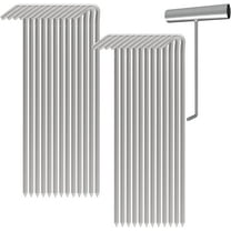 MySit 9 Inch Galvanized Tent Stakes 25PCS Metal Tent Pegs with Pull Tool, Heavy Duty Steel Yard Camping Stakes Tarp Hooks Inflatables Outdoor Decorations