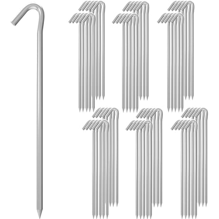 MySit 9 Inch Tent Stakes, Tent Stakes Metal with Hook, Heavy Duty Tarp Camping Stakes for Inflatables Outdoor Decorations, Gardening & Canopies, Tent Pegs, 60 Pack