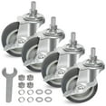 thumbnail image 1 of MySit Caster Wheels, Stem Casters Set of 4, 3 Inch 3/8"-16x1" Threaded Stem Mount Industrial Castors, Heavy Duty Rubber Locking Brake Swivel Wheel Replacement for Carts Dolly Workbench Troll, 1 of 8