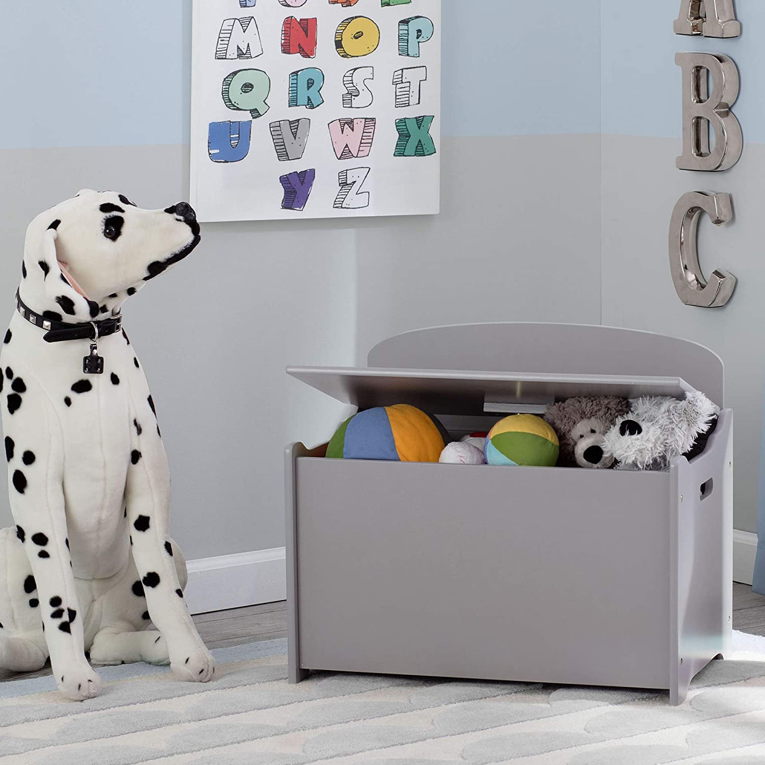 MySize Deluxe Toy Box  Sturdy Wood Storage with Safety Hinge for Kids Room Organization