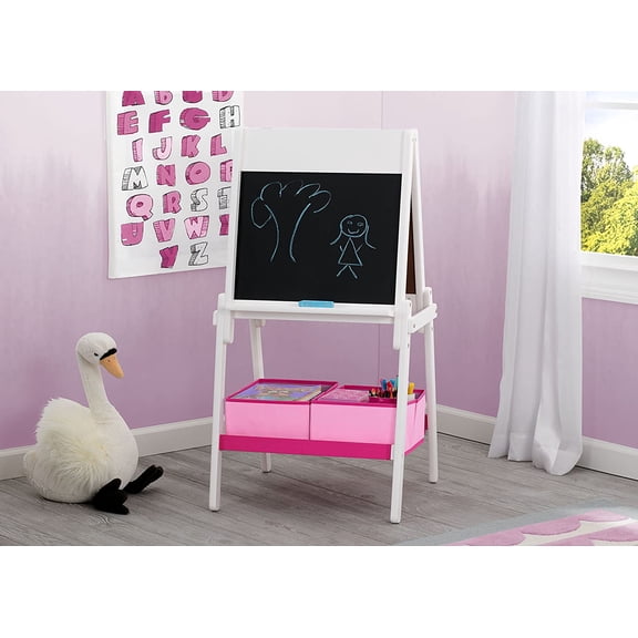 MySize Kids Double-Sided Storage Easel (Bianca White) - Perfect for Arts, Crafts & Homeschool Use