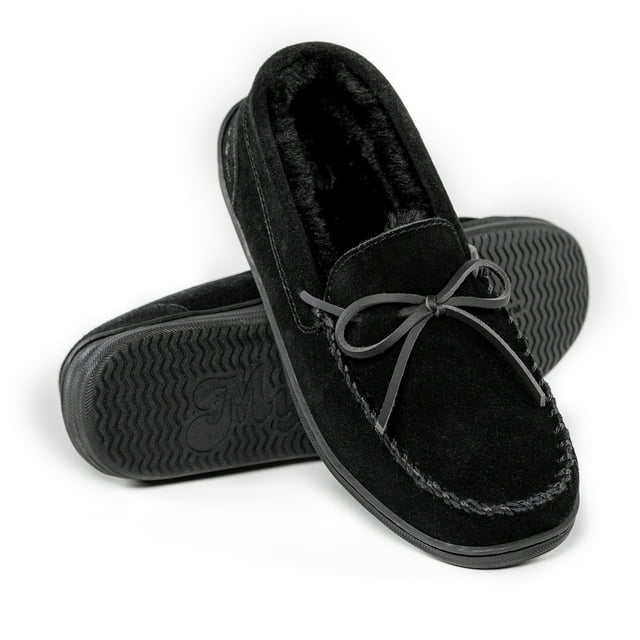 MySlipper Men's Size 9 Black Moccasin Slippers ByMyPillow
