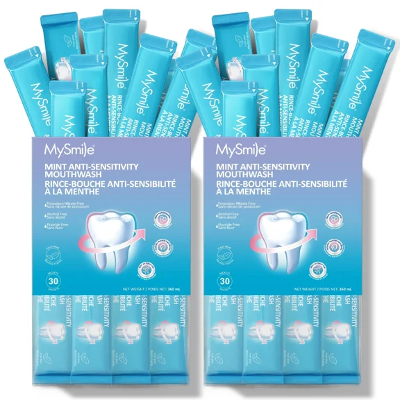 MySmile 10% Nano Hydroxyapatite Anti-Sensitivity Mouthwash , Travel Size Mouth Wash, Fluoride Free Alcohol-Free Remineralizers, Whitens Teeth, Enamel Strength Oral Rinse, Fresh Mint, 60 Pack