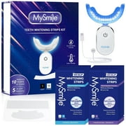 MySmile Teeth Whitening Strips Kit with 28-LED Light, 28pcs Teeth White Strips, Teeth Whitening Kit Enamel-Safe, Residue-Free, Non-Sensitive Tooth Whitener, Remove 10 Years of Stains,14 Treatments