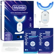 MySmile Teeth Whitening Strips Kit with 28-LED Light, 28pcs Teeth White Strips, Teeth Whitening Kit Enamel-Safe, Residue-Free, Non-Sensitive Tooth Whitener, Remove 10 Years of Stains,14 Treatments