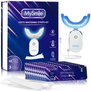 MySmile Teeth Whitening Strips Kit with 28-LED Light, 10pc 22%CP Non-Sensitive Whitestrips, Tooth Whitener, Remove 10 Years of Stains